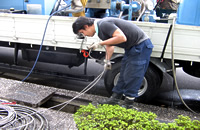 排水管洗浄準備場面